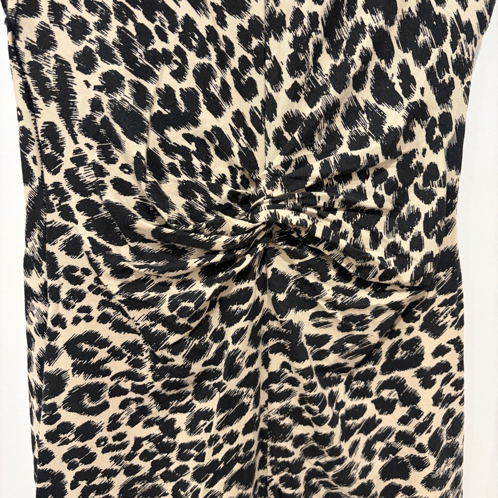 Anthropologie Daily Practice Twist-Front Mini Dress Cheetah in Size XSP petite - Picture 6 of 12